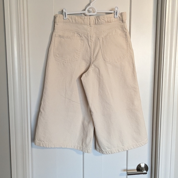 Banana Republic Off-white Wide Leg Capri Pants Culottes sz 4 - Button Fly - Picture 5 of 6